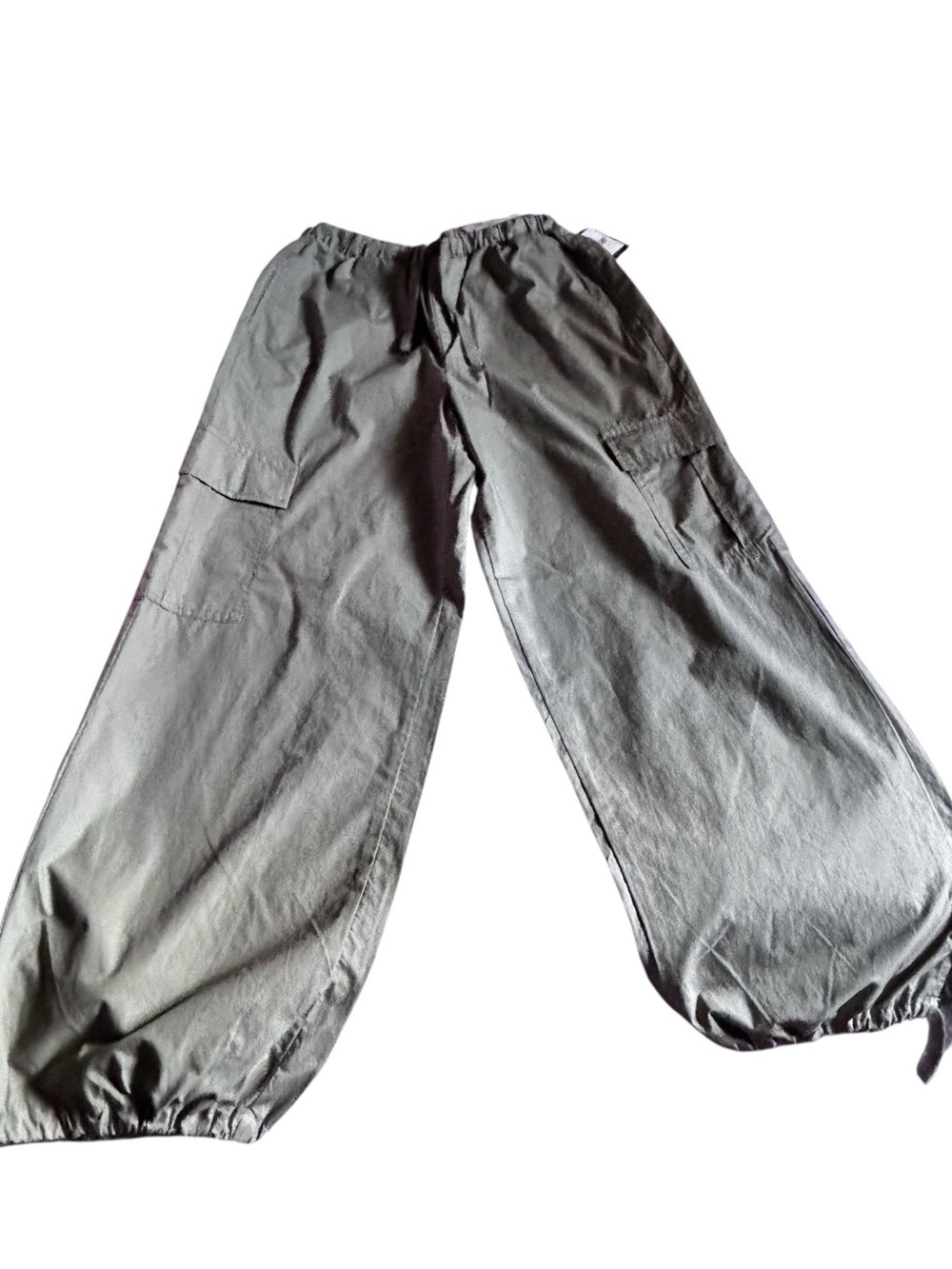 Kids Olive Green Cargo Pants with Elastic Cuffs 100% Cotton